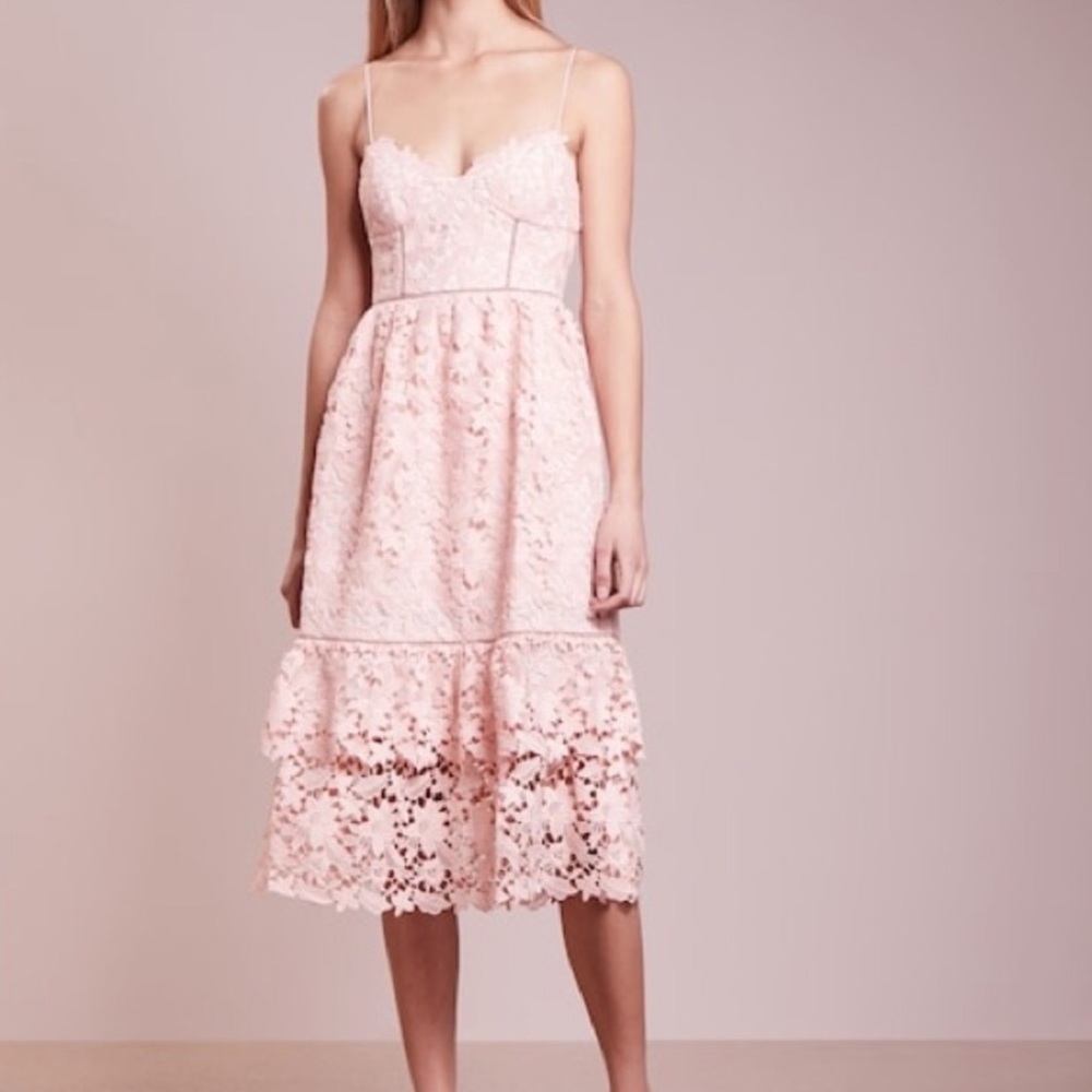 EUC size 2 Club Monaco blush lace midi dress